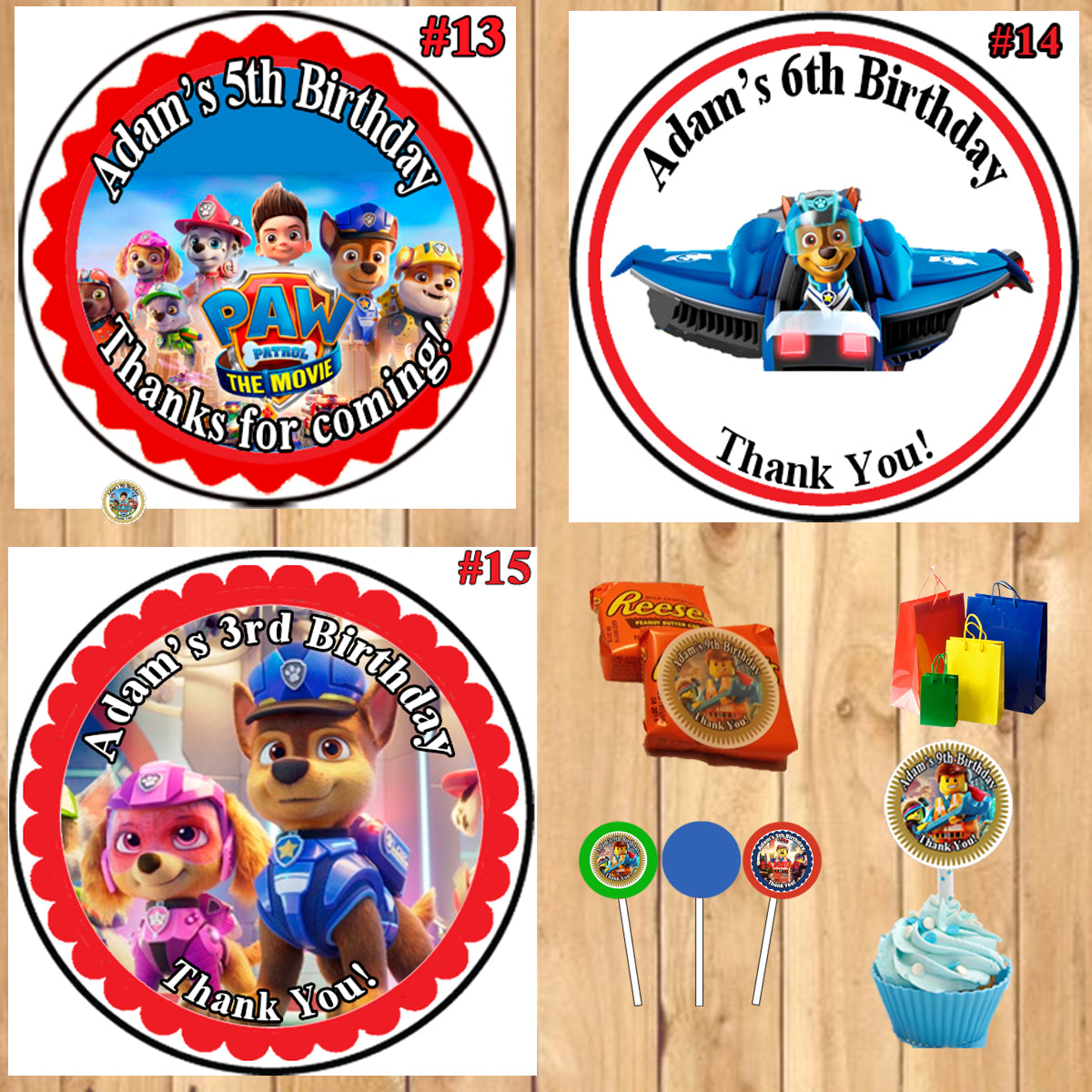 Paw Patrol Birthday Round Stickers Printed 1 Sheet Cup Cake Toppers Fa –  Virginia Design Shop
