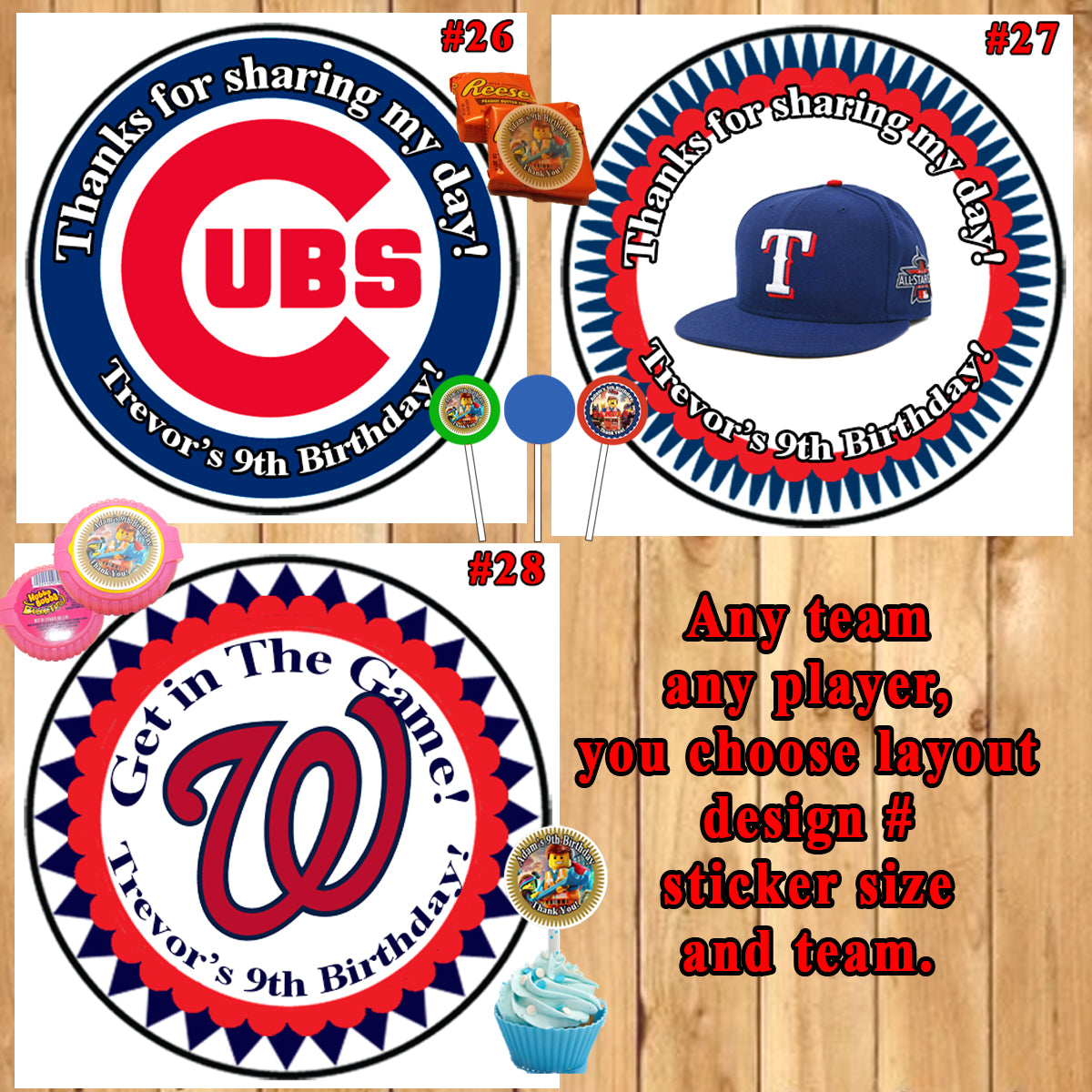 Baseball MLB Birthday Favor Stickers 1 Sheet Address Water Bottle Labe –  Virginia Design Shop