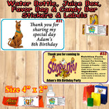 Scooby Doo Printed Birthday Stickers Water Bottle Favor Labels Personalized Custom Made