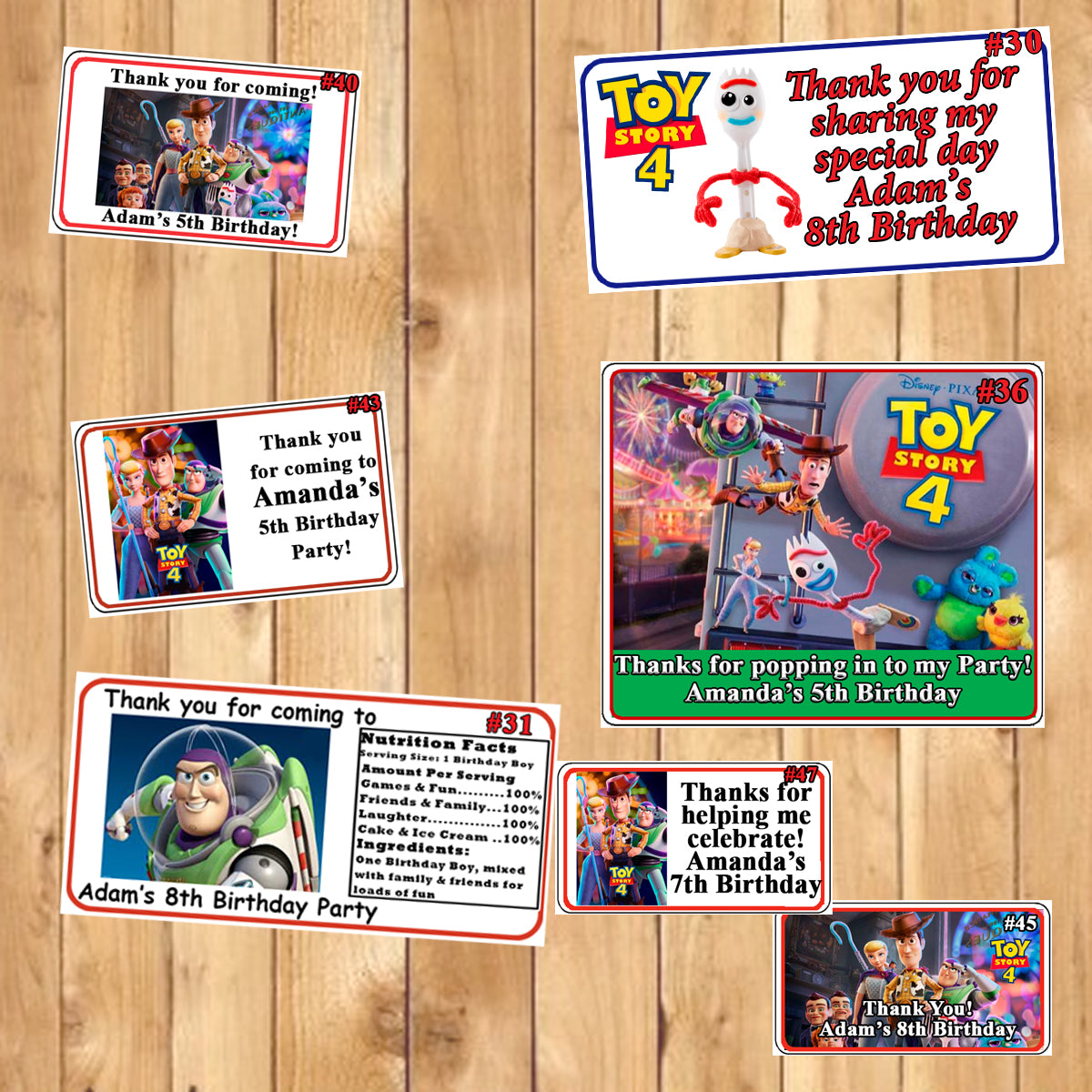 Toy Story 4 Birthday Water Bottle Label