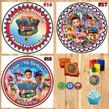 Paw Patrol Birthday Round Stickers Printed 1 Sheet Cup Cake Toppers Favor Stickers Personalized Custom Made