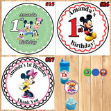 Baby 1st Birthday Round Stickers Printed 1 Sheet Cup Cake Toppers Favor Stickers Personalized Custom Made