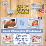 Baby Photo Birth Announcement Cards 10 each Printed Personalized with Envelopes Custom Made