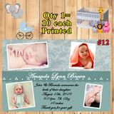 Baby Photo Birth Announcement Cards 10 each Printed Personalized with Envelopes Custom Made