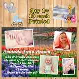 Baby Photo Birth Announcement Cards 10 each Printed Personalized with Envelopes Custom Made