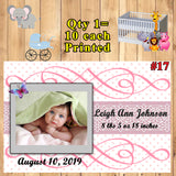 Baby Photo Birth Announcement Cards 10 each Printed Personalized with Envelopes Custom Made