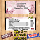 Baptism Bar Mitzvah Christening Printed Birthday Candy Bar Wrappers 10 ea Personalized Custom Made