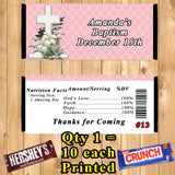 Baptism Bar Mitzvah Christening Printed Birthday Candy Bar Wrappers 10 ea Personalized Custom Made