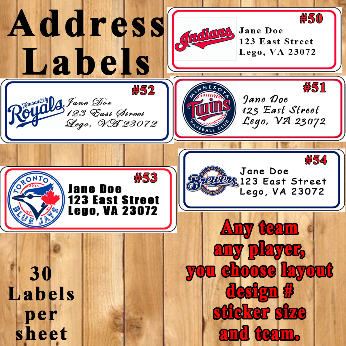 Baseball MLB Birthday Favor Stickers 1 Sheet Address Water Bottle Labe –  Virginia Design Shop