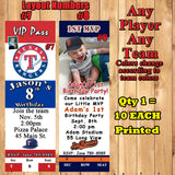 Baseball MLB Birthday Invitations 10 ea w/Env Personalized Any Team Any Player