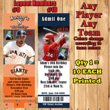 Baseball MLB Birthday Invitations 10 ea w/Env Personalized Any Team Any Player