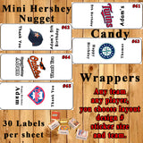 Baseball MLB Birthday Favor Stickers 1 Sheet Address Water Bottle Labels Nugget Wraps Personalized Any Team Any Player