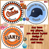 Baseball MLB Birthday Favor Round Stickers 1 Sheet Personalized Any Team Any Player