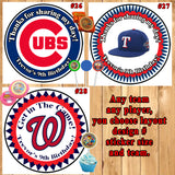 Baseball MLB Birthday Favor Round Stickers 1 Sheet Personalized Any Team Any Player