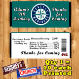 Baseball MLB Printed Birthday Candy Bar Wrappers 10 ea Personalized Custom Made