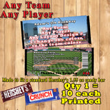 Baseball MLB Printed Birthday Candy Bar Wrappers 10 ea Personalized Custom Made