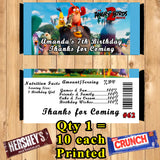 Angry Birds Printed Birthday Candy Bar Wrappers 10 ea Personalized Custom Made
