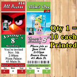 Angry Birds Printed Birthday Invitations 10 ea with Env Personalized Custom Made
