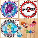 Angry Birds Birthday Round Stickers Printed 1 Sheet Cup Cake Toppers Favor Stickers Personalized Custom Made