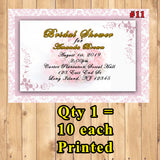 Bridal Shower Invitations Printed 10 ea with Envelopes Personalized Custom Made