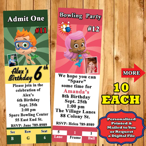 Bubble Guppies Printed Birthday Invitations 10 ea with Env Personalized Custom Made