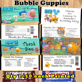 Bubble Guppies Printed Birthday Candy Bar Wrappers 10 ea Personalized Custom Made