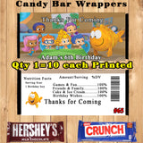 Bubble Guppies Printed Birthday Candy Bar Wrappers 10 ea Personalized Custom Made