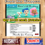 Bubble Guppies Printed Birthday Candy Bar Wrappers 10 ea Personalized Custom Made