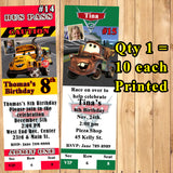 Cars 3 Birthday Invitations Printed 10 ea with Env Personalized Custom Made