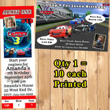 Cars 3 Birthday Invitations Printed 10 ea with Env Personalized Custom Made