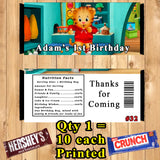 Daniel Tiger Printed Birthday Candy Bar Wrappers 10 ea Personalized Custom Made