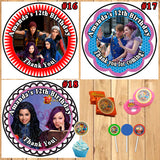 Descendants Birthday Round Stickers Printed 1 Sheet Cup Cake Toppers Favor Stickers Personalized Custom Made