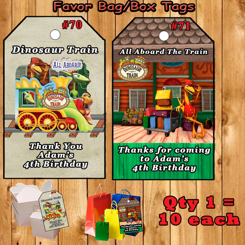 Dinosaur Train Birthday Favor Thank You Gift Tags 10 ea Personalized Custom Made