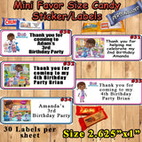 Doc McStuffins Birthday Favor Stickers Address Labels Candy Stickers Water Bottle Labels Personalized Printed