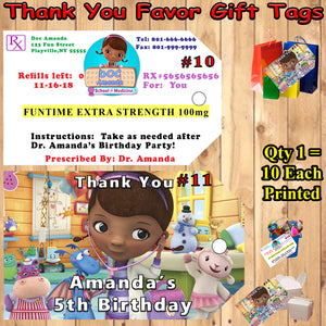 Doc McStuffins Birthday Favor Thank You Gift Tags 10 ea Personalized Custom Made Printed