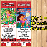 Dora The Explorer or Go Diego Go Birthday Invitations Printed 10 ea with Env Personalized Custom Made