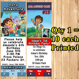 Dora The Explorer or Go Diego Go Birthday Invitations Printed 10 ea with Env Personalized Custom Made