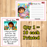 Dora The Explorer or Go Diego Go Birthday Thank You Cards 10 each With or Without Env Printed Personalized Custom Made