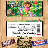 Dora The Explorer or Go Diego Go Printed Birthday Candy Bar Wrappers 10 ea Personalized Custom Made