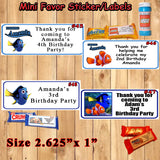 Finding Dory Finding Nemo Printed Birthday Stickers Water Bottle Address Popcorn Favor Labels Personalized Custom Made