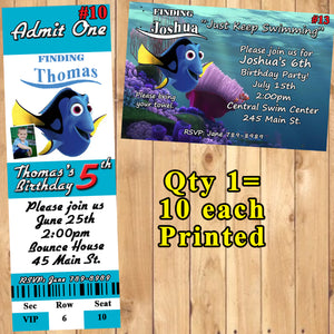 Finding Dory Finding Nemo Printed Birthday Invitations 10 ea with Env Personalized Custom Made