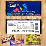 Finding Dory Finding Nemo Printed Birthday Candy Bar Wrappers 10 ea Personalized Custom Made