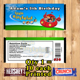 Little Einsteins Printed Birthday Candy Bar Wrappers 10 ea Personalized Custom Made