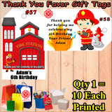 Firefighter Fire Truck Fireman Printed Favor Thank You Gift Tags 10 ea Personalized Custom Made