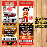 Firefighter Fire Truck Fireman Birthday Invitations Printed 10 ea with Env Personalized Custom Made