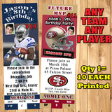 Football NFL Birthday Invitations 10 each Printed Personalized with Envelopes Custom Made