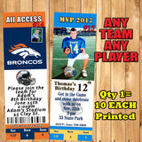 Football NFL Birthday Invitations 10 each Printed Personalized with Envelopes Custom Made