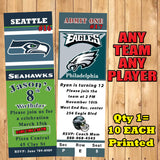 Football NFL Birthday Invitations 10 each Printed Personalized with Envelopes Custom Made