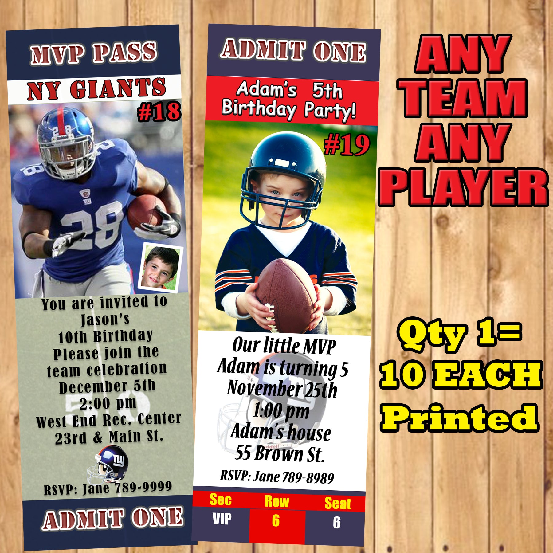 Personalized Football Birthday Invitation Card in French Mobile Printed  Invitation With Envelope 