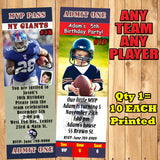 Football NFL Birthday Invitations 10 each Printed Personalized with Envelopes Custom Made